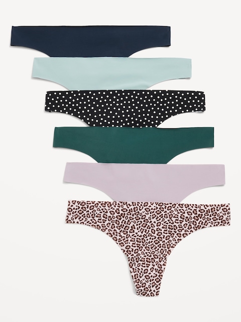 Low-Rise No-Show Thong Underwear 6-Pack - Cheetah