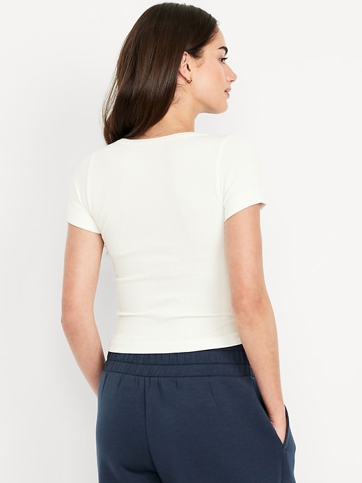 Image number 2 showing, Exhale Seamless Cropped Rib T-Shirt
