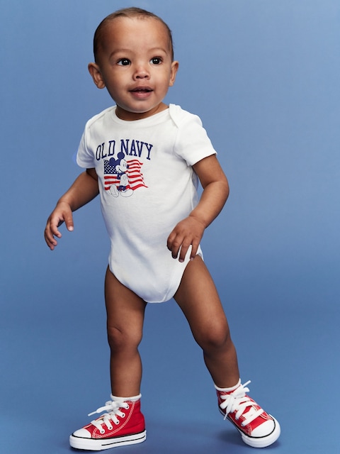 Old Navy x Disney© Mickey Mouse Flag Logo-Graphic Bodysuit for Baby - White