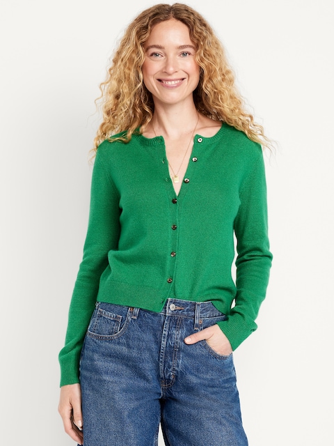 SoSoft Cropped Cardigan Sweater - Green Mangrove