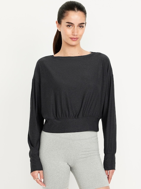CloudMotion Boat-Neck Top - Black Jack