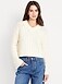 Wool-Blend V-Neck Cable Cropped Sweater - image 2