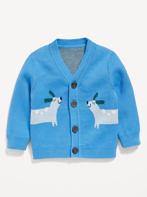 Graphic Cardigan Sweater for Baby - Blue Dogs