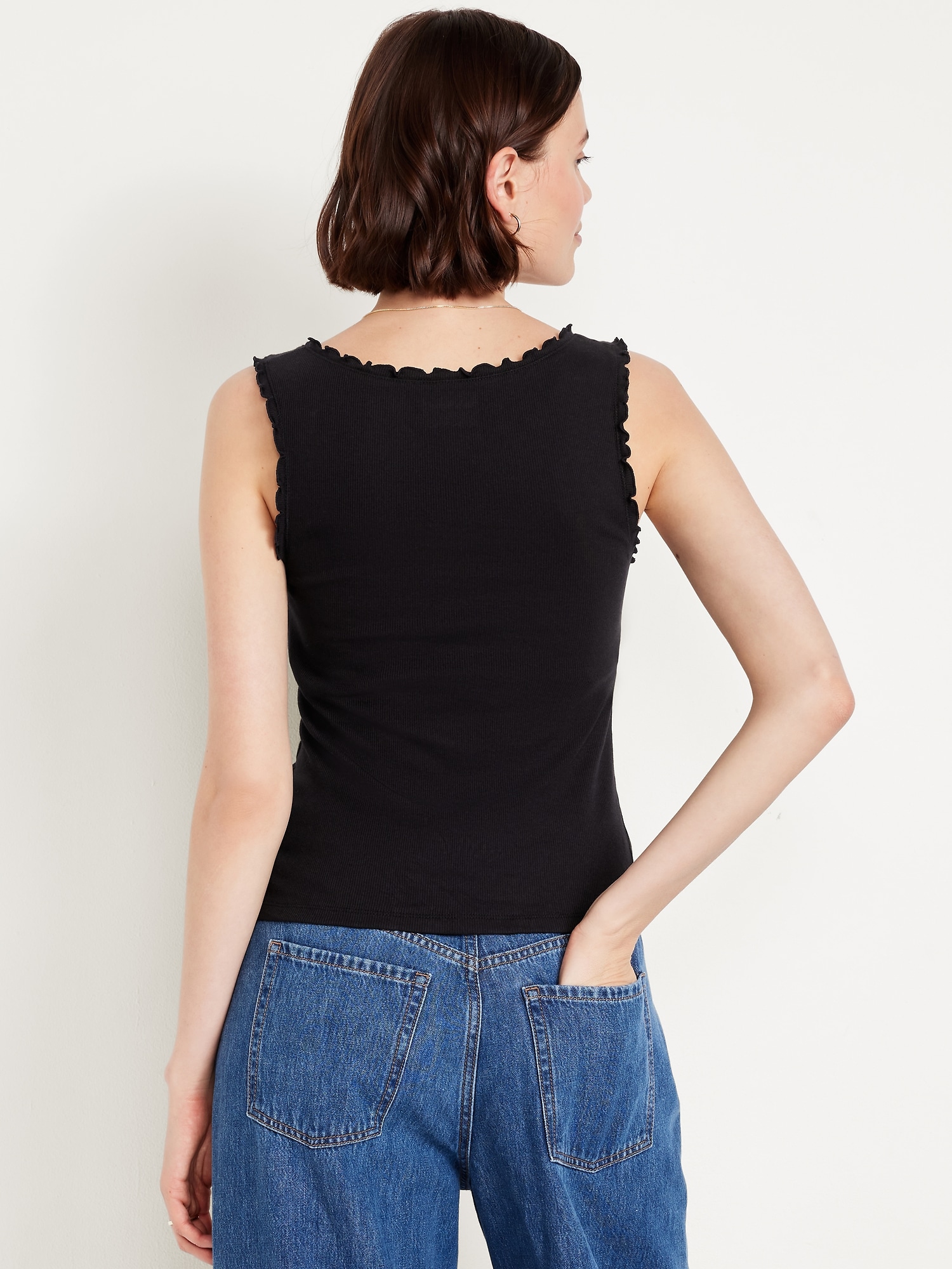 NKNIT rib mini tank top(navy、yellow) NKNIT rib mini tank top(navy、yellow) Ribbed Crop Tank Top