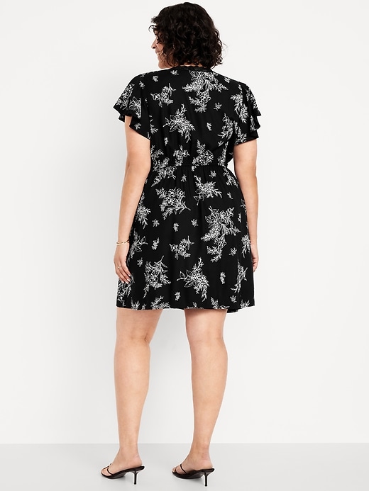 Image number 7 showing, Fit & Flare Crepe Lace-Trim Mini Dress