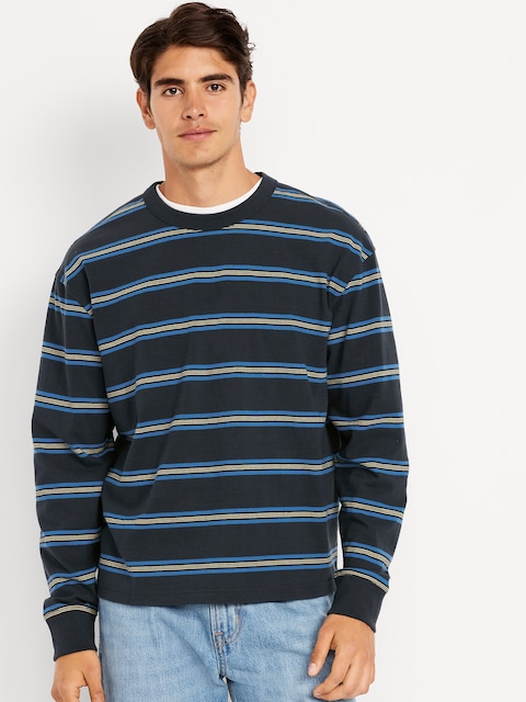 Heavyweight Cropped T-Shirt - Dusk Navy Stripe