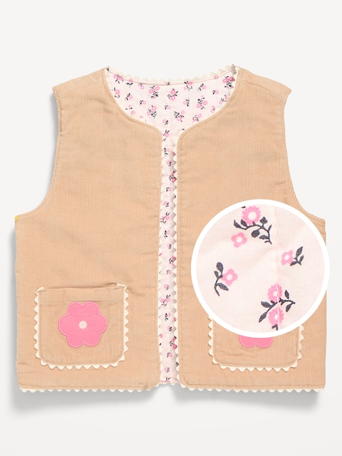 Reversible Corduroy Vest for Toddler Girls - Moonsand