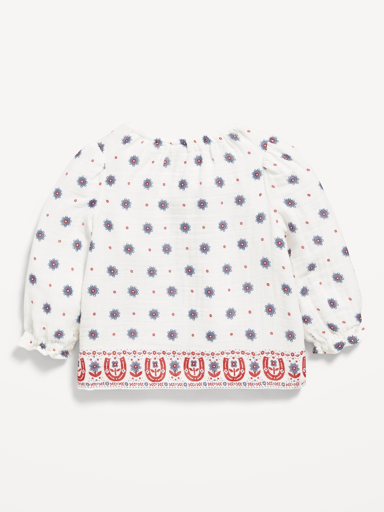 Printed Long-Sleeve Double-Weave Top for Baby