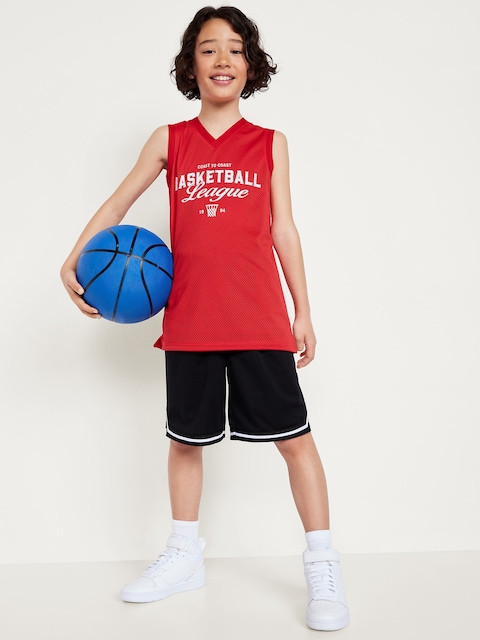Mesh Graphic Basketball Tank Top for Boys - Scotty Red