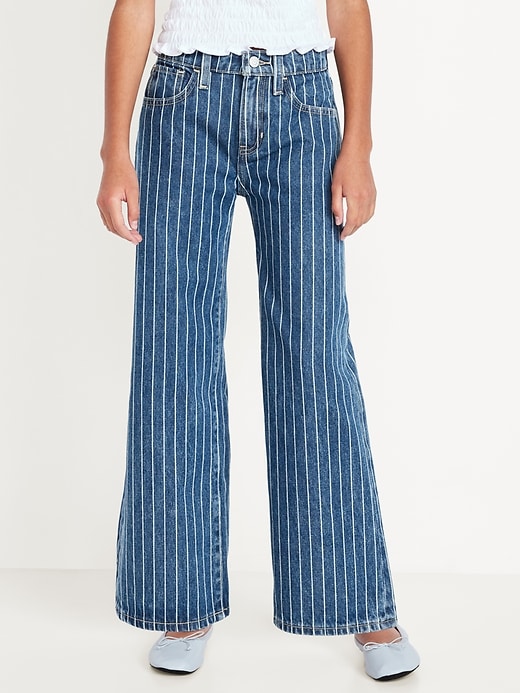 Image number 1 showing, Printed High-Waisted Baggy Wide-Leg Jeans for Girls