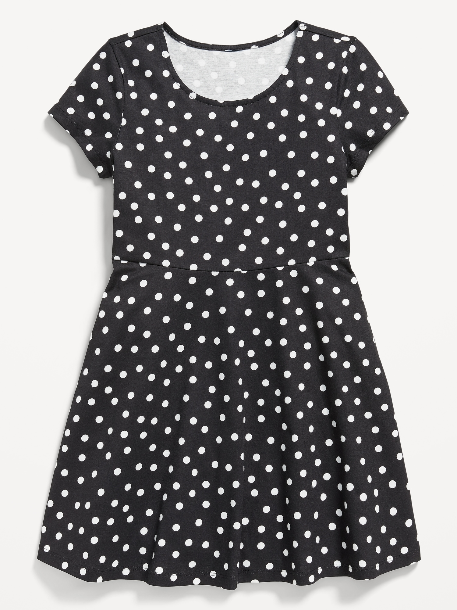 Printed Short-Sleeve Fit and Flare Dress for Girls