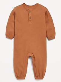 Image number 1 showing, Long-Sleeve Waffle-Knit Henley One-Piece for Baby