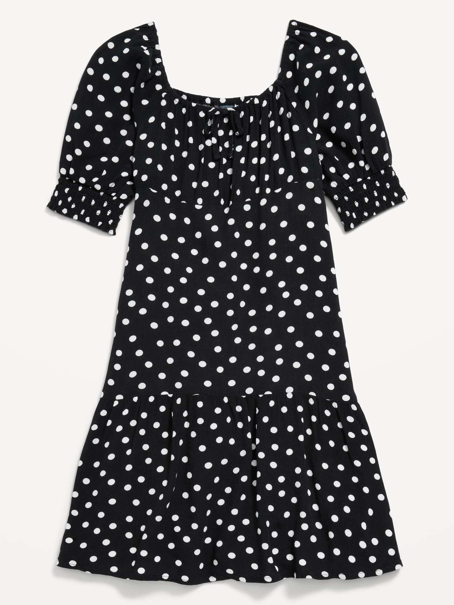 Short-Sleeve Crinkle Crepe Swing Dress for Girls