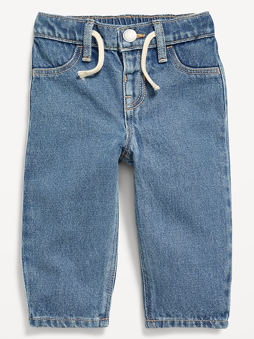 Image number 1 showing, Drawstring Barrel-Leg Jeans for Baby