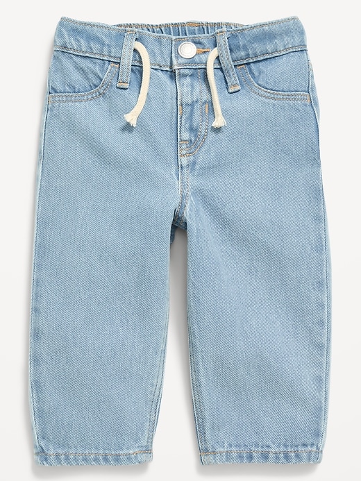 Image number 1 showing, Drawstring Barrel-Leg Jeans for Baby