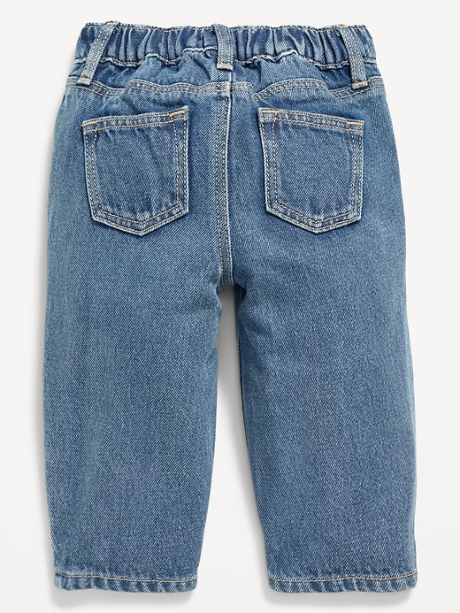 Image number 2 showing, Drawstring Barrel-Leg Jeans for Baby