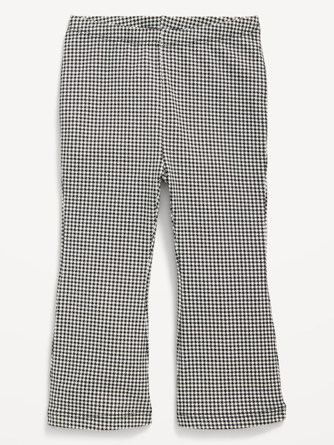 Printed Flare Leggings for Toddler Girls - Black/White Gingham