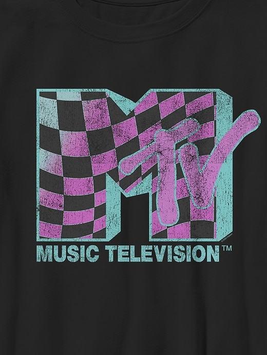 Image number 2 showing, MTV Checkered Gender-Neutral Graphic T-Shirt for Kids