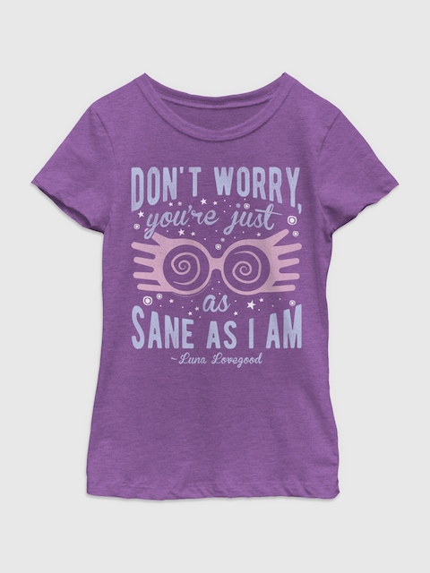 Harry Potter Just As Sane As Luna Graphic T-shirt For Girls - Purple Berry