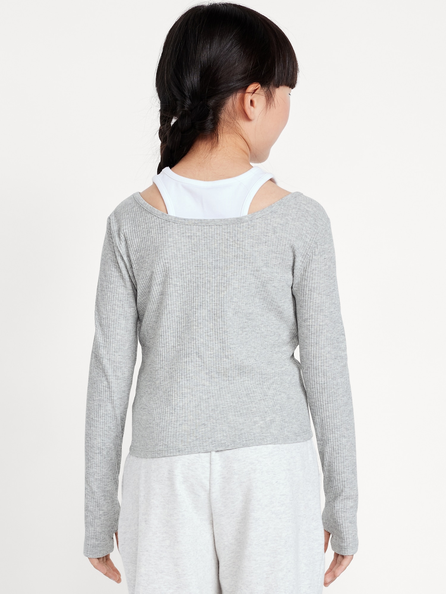2-In-1 Ribbed Performance Top for Girls
