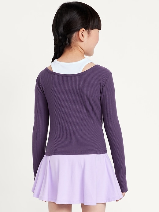 Image number 2 showing, 2-In-1 Ribbed Performance Top for Girls
