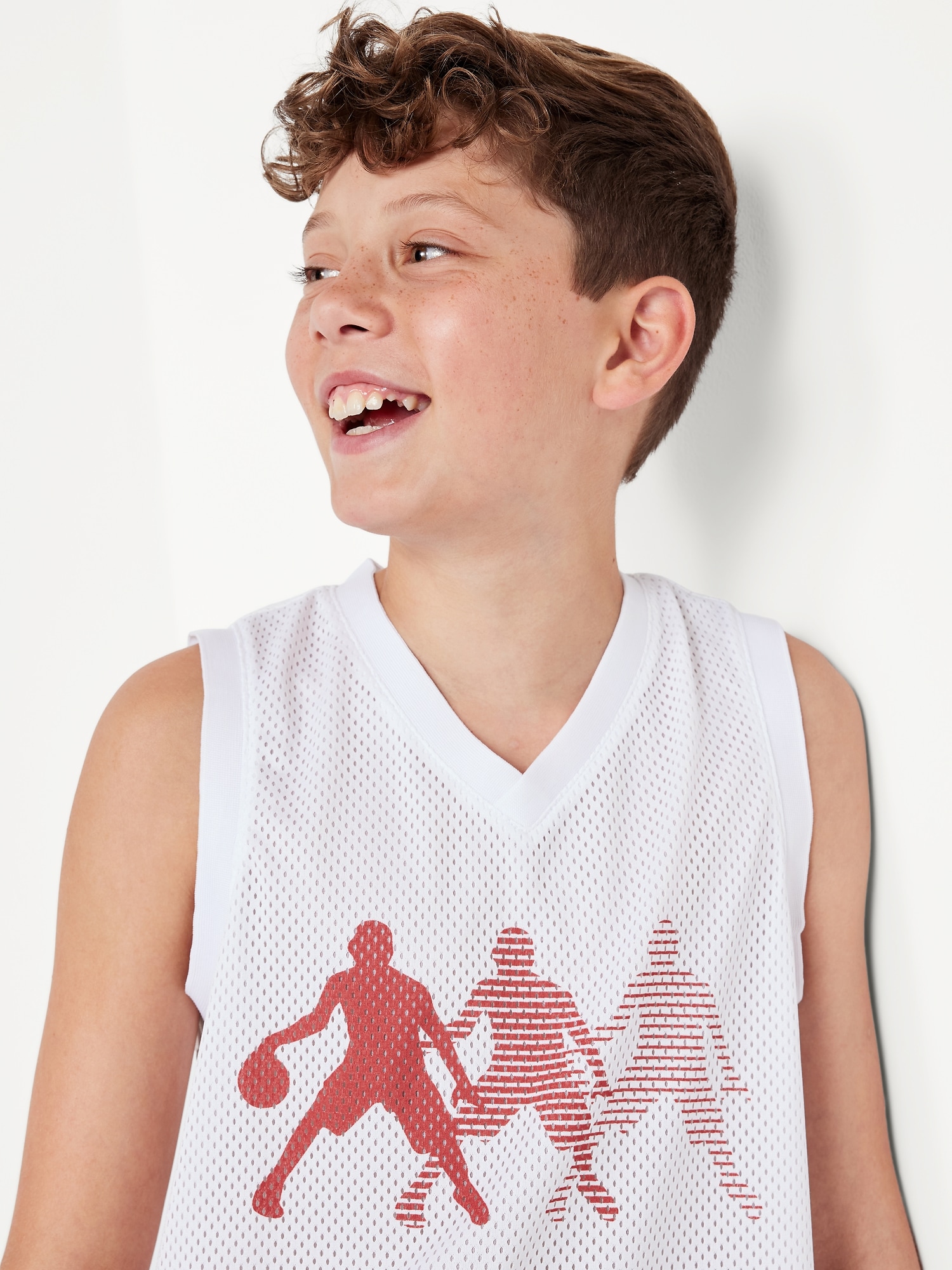Mesh Graphic Basketball Tank Top for Boys