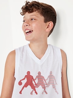 Mesh Graphic Basketball Tank Top for Boys