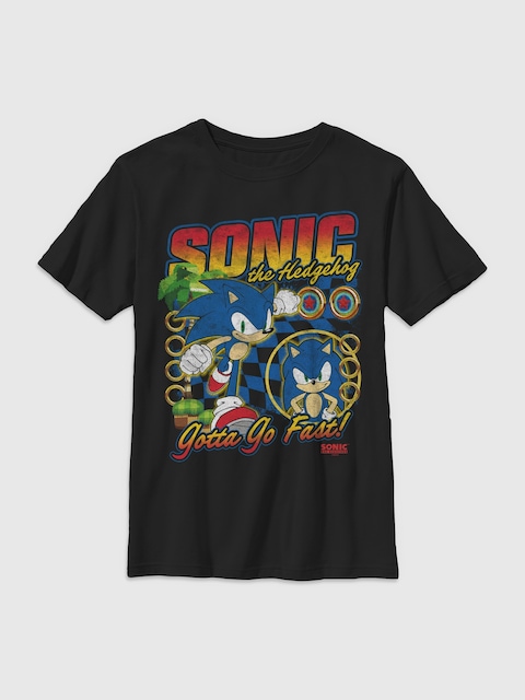 Sonic the Hedgehog Racer Sonic Gender-Neutral Graphic T-Shirt for Kids - Black