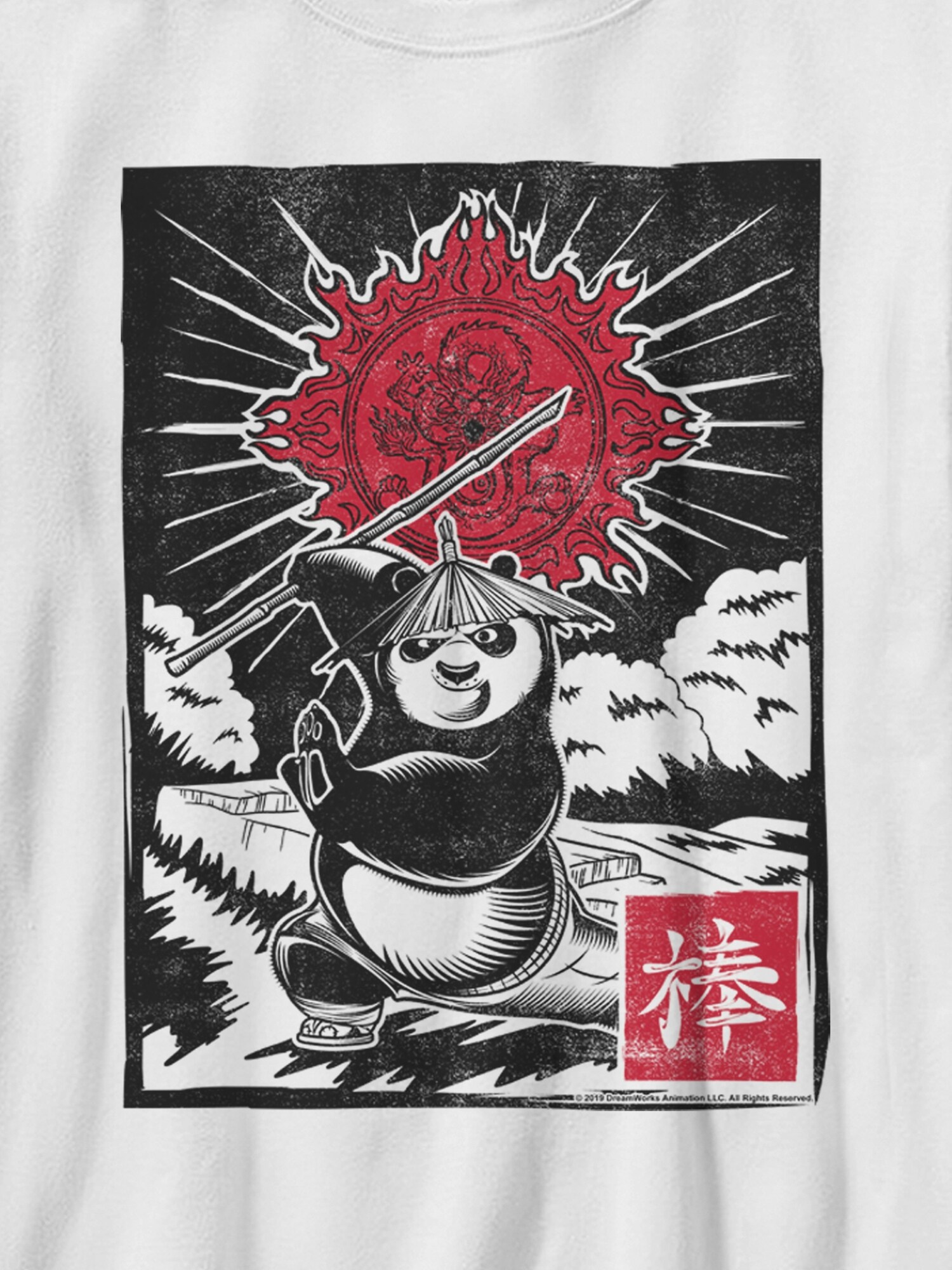 Детская футболка Old Navy Kung Fu Panda Panda Woodcut Gender-Neutral Graphic, цвет: Белый — фото 2