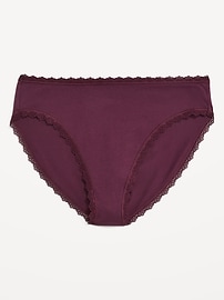 Image number 3 showing, High-Waisted Lace-Trim Bikini Underwear