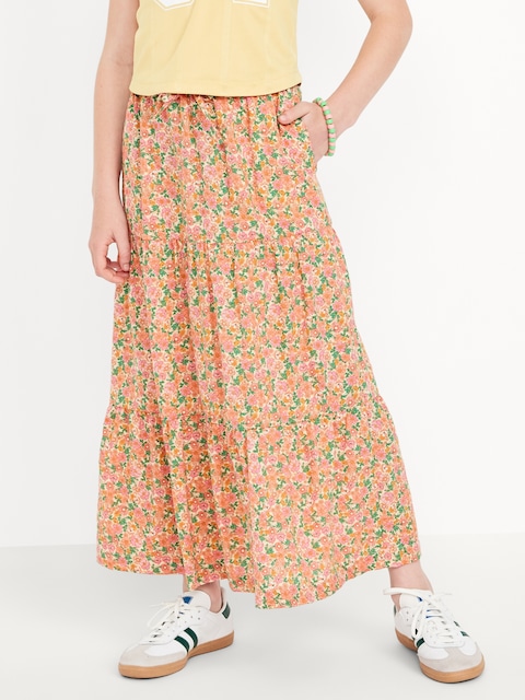Tiered Swing Midi Skirt for Girls - Multi Floral