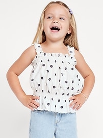 Image number 1 showing, Printed Sleeveless Crinkle Jacquard Peplum Tank Top for Toddler Girls