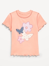 Image number 1 showing, Fitted Lettuce-Edge Graphic T-Shirt for Girls