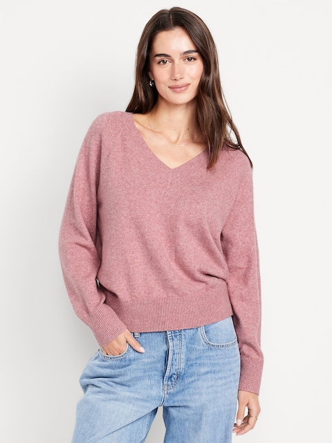 SoSoft Loose V-Neck Sweater - Heather Pink