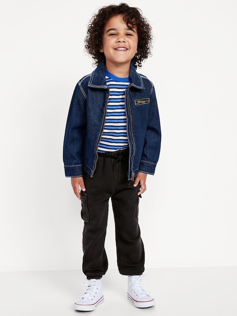 Baggy Cargo Fleece Joggers for Toddler Boys - Black Jack