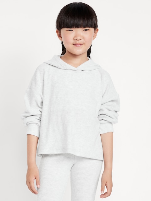 CozePlush Pullover Hoodie for Girls - Light Heather Gray