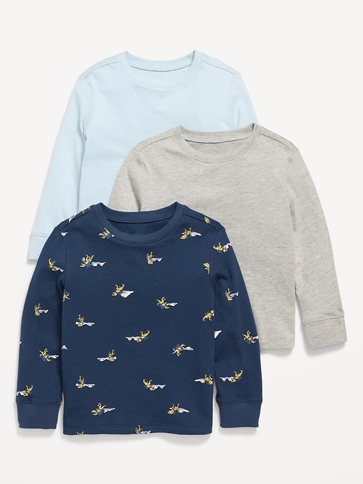 Image number 1 showing, Long-Sleeve T-Shirt 3-Pack for Toddler Boys