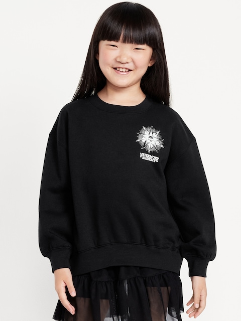 Wednesday™ Oversized Graphic Tunic Sweatshirt for Girls - Black Jack
