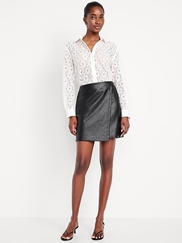 High-Waisted Faux-Leather Mini Skirt - image 3