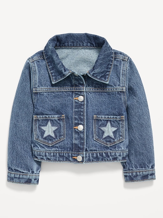 Image number 1 showing, Embroidered Stars Trucker Jean Jacket for Toddler Girls