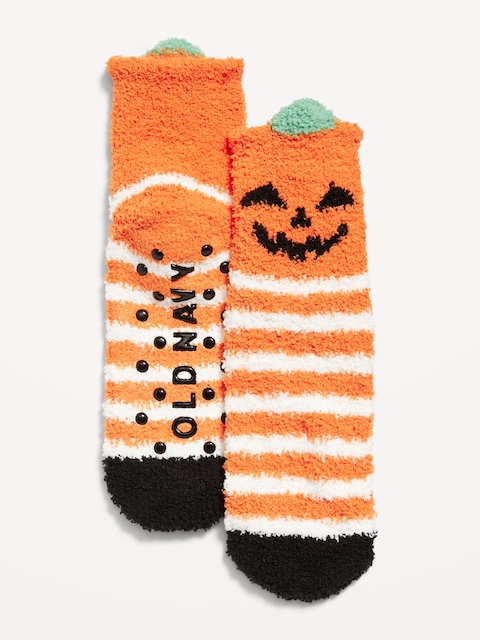 Gender-Neutral Cozy Halloween Socks for Kids - Jack-O'-Lantern