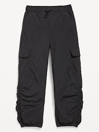 Image number 4 showing, High-Waisted Side Ruched Cargo Parachute Joggers for Girls