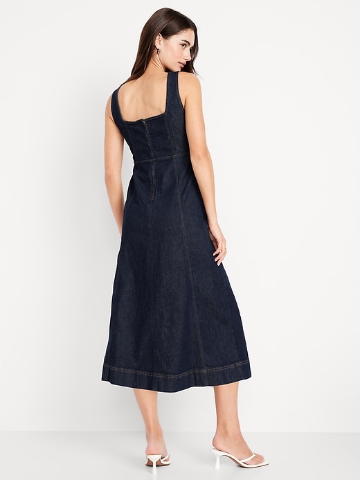 Image number 2 showing, Fit & Flare Sleeveless Denim Midi Dress