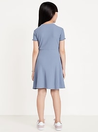 Image number 2 showing, Short-Sleeve Ribbed Fit and Flare Dress for Girls