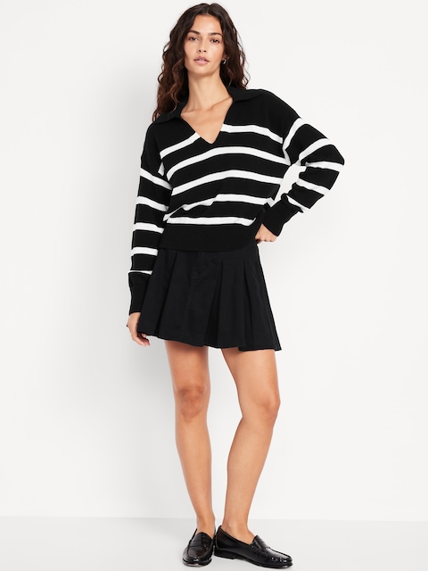 High-Waisted Pleated Mini Skirt - Black Jack