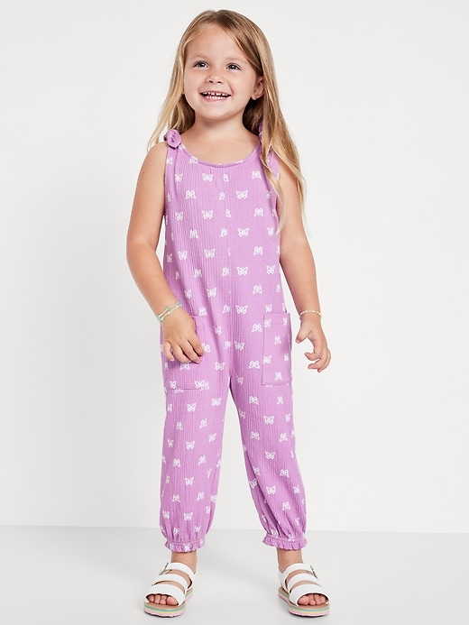 Image number 1 showing, Sleeveless Jacquard-Knit Jumpsuit for Toddler Girls