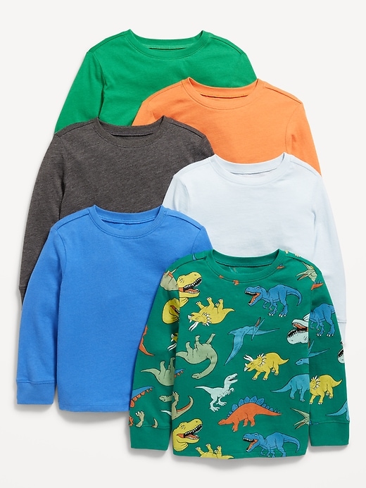 Image number 1 showing, Long-Sleeve T-Shirt 6-Pack for Toddler Boys