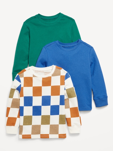 Long-Sleeve T-Shirt 3-Pack for Toddler Boys - Multi Check