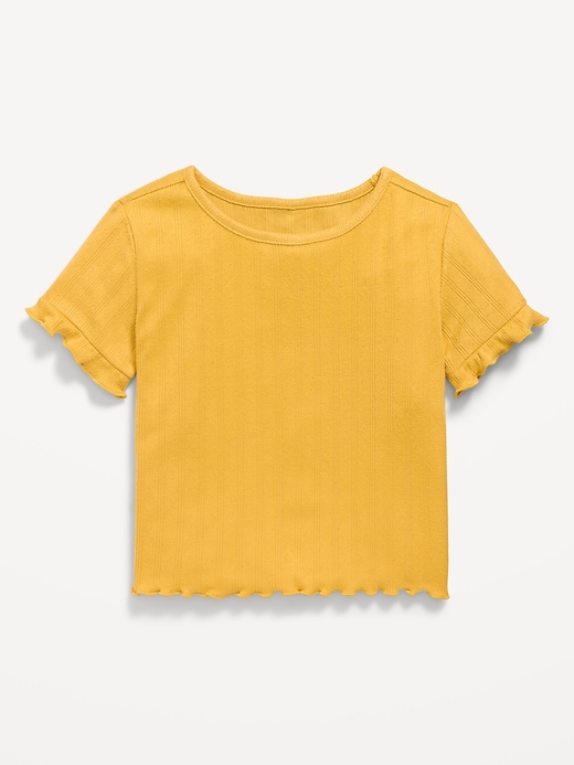 Image number 1 showing, Short-Sleeve Pointelle-Knit Top for Toddler Girls