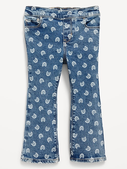 Image number 1 showing, Printed Pull-On Flare Jeans for Toddler Girls